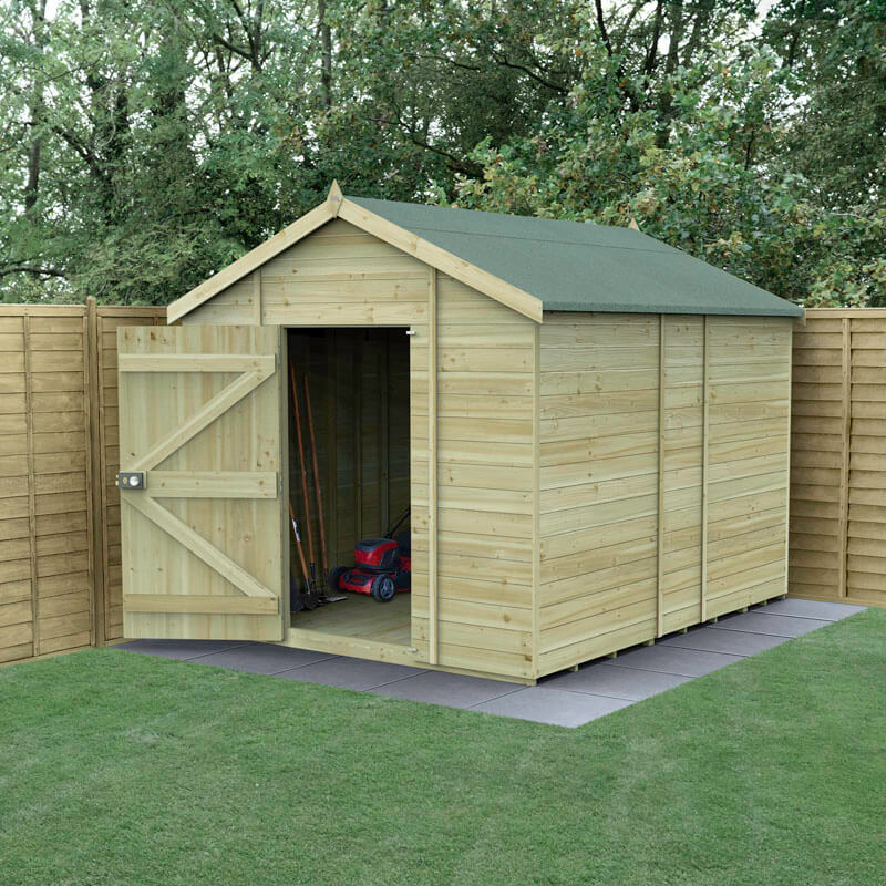 Product photograph of 10 X 8 Forest Timberdale 25yr Guarantee Tongue Groove Pressure Treated Windowless Apex Shed 3 06m X 2 52m from Buy Sheds Direct