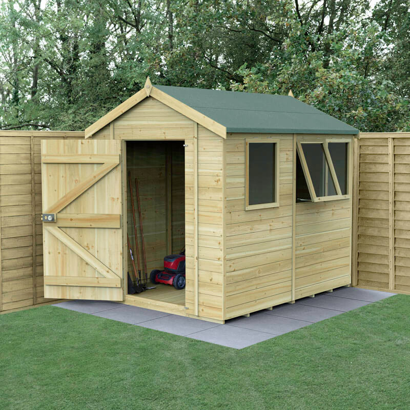 Product photograph of 8 X 6 Forest Timberdale 25yr Guarantee Tongue Groove Pressure Treated Apex Shed 3 Windows 2 5m X 1 98m from Buy Sheds Direct