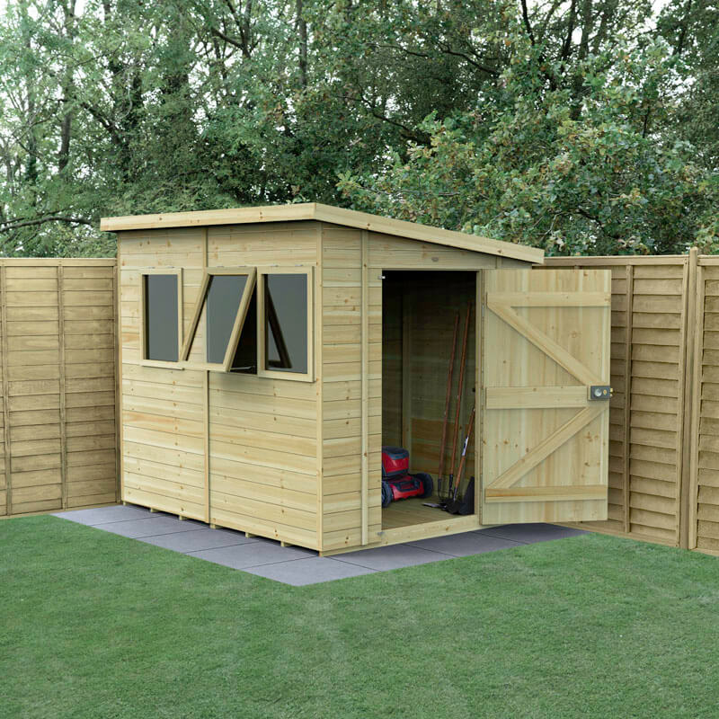 8' x 6' Forest Timberdale 25yr Guarantee Tongue & Groove Pressure Treated Pent Shed â 3 Windows (2.5m x 2m)