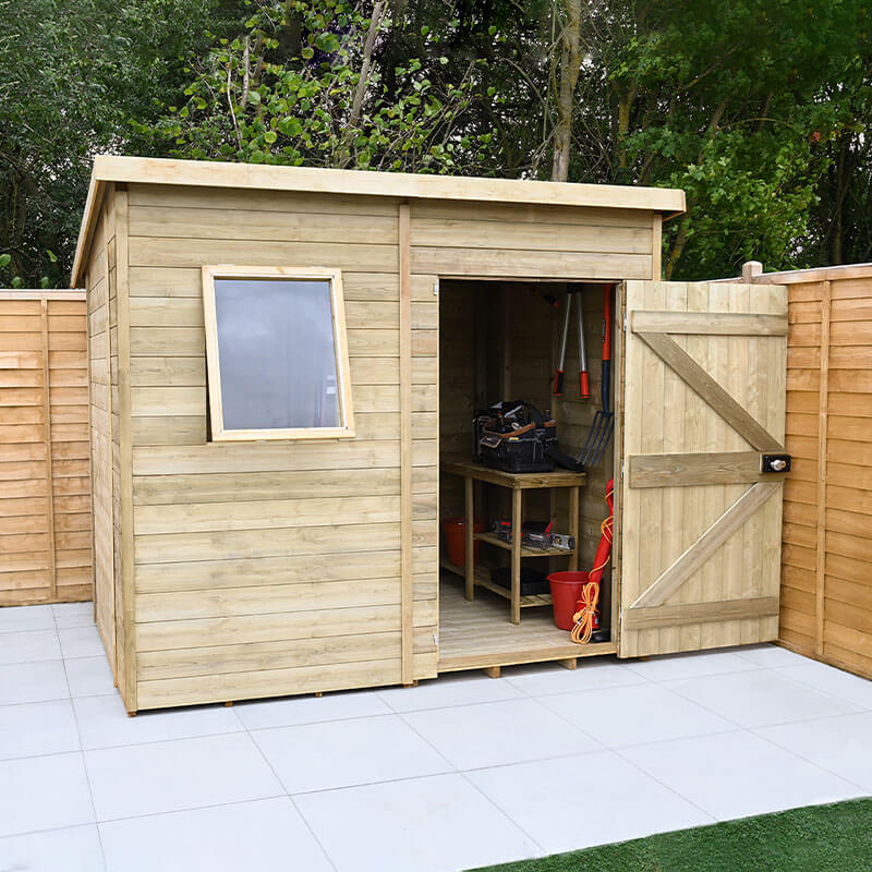 Product photograph of 8 X 6 Forest Timberdale 25yr Guarantee Tongue Groove Pressure Treated Pent Shed 2 5m X 2 02m from Buy Sheds Direct