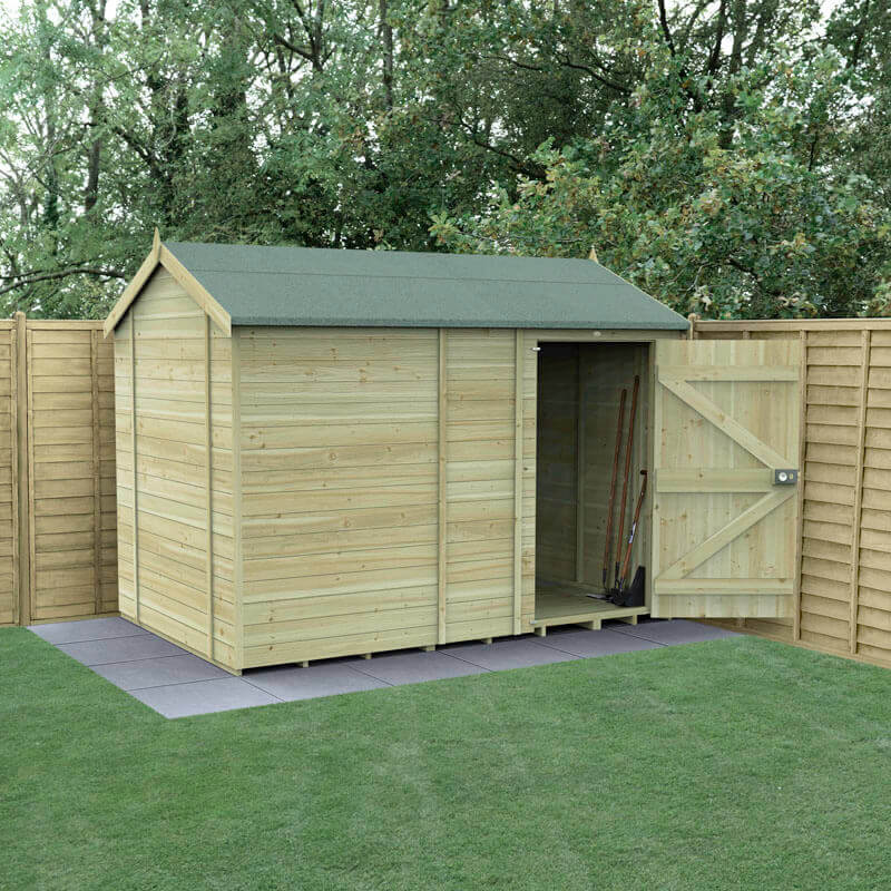 Product photograph of 10 X 6 Forest Timberdale 25yr Guarantee Tongue Groove Pressure Treated Windowless Reverse Apex Shed 3 06m X 1 98m from Buy Sheds Direct