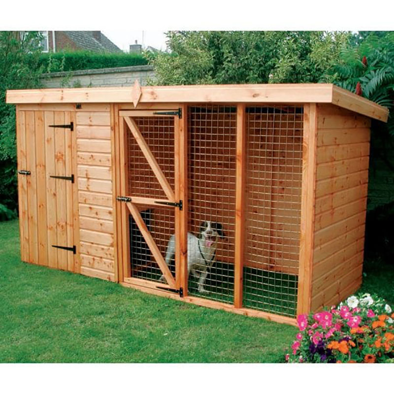 Product photograph of 10 X 4 Traditional Pent Wooden Dog Kennel 6 Run - Pet House 3 05x1 22m from Buy Sheds Direct