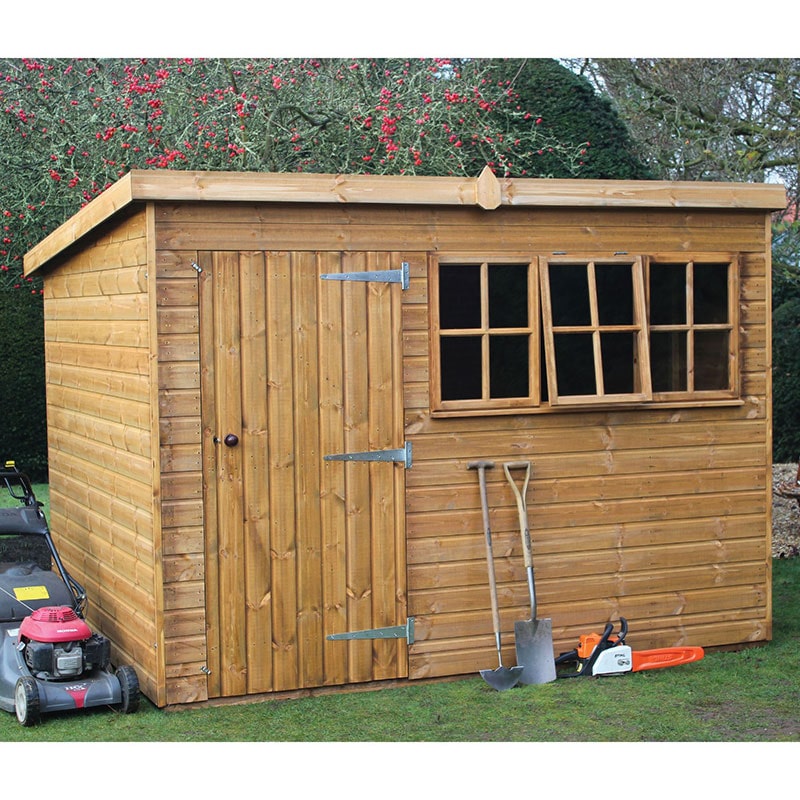 10' x 8' Traditional Heavy Duty Shiplap Pent Wooden Shed (3.05m x 2.44m)