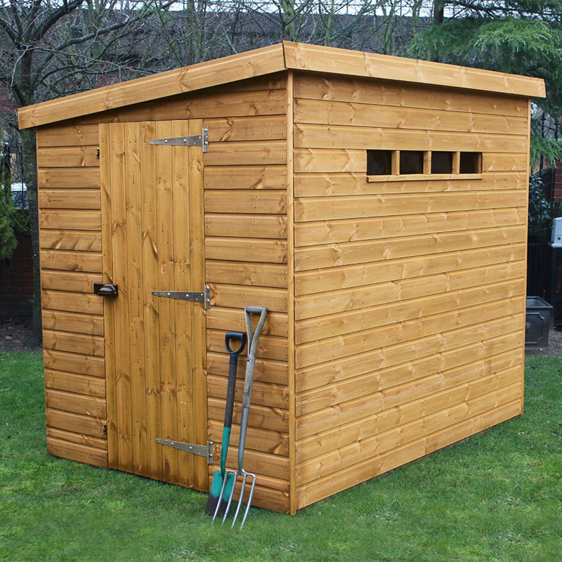 10' x 8' Traditional Shiplap Pent Wooden Security Garden Shed (3.05m x 2.44m)