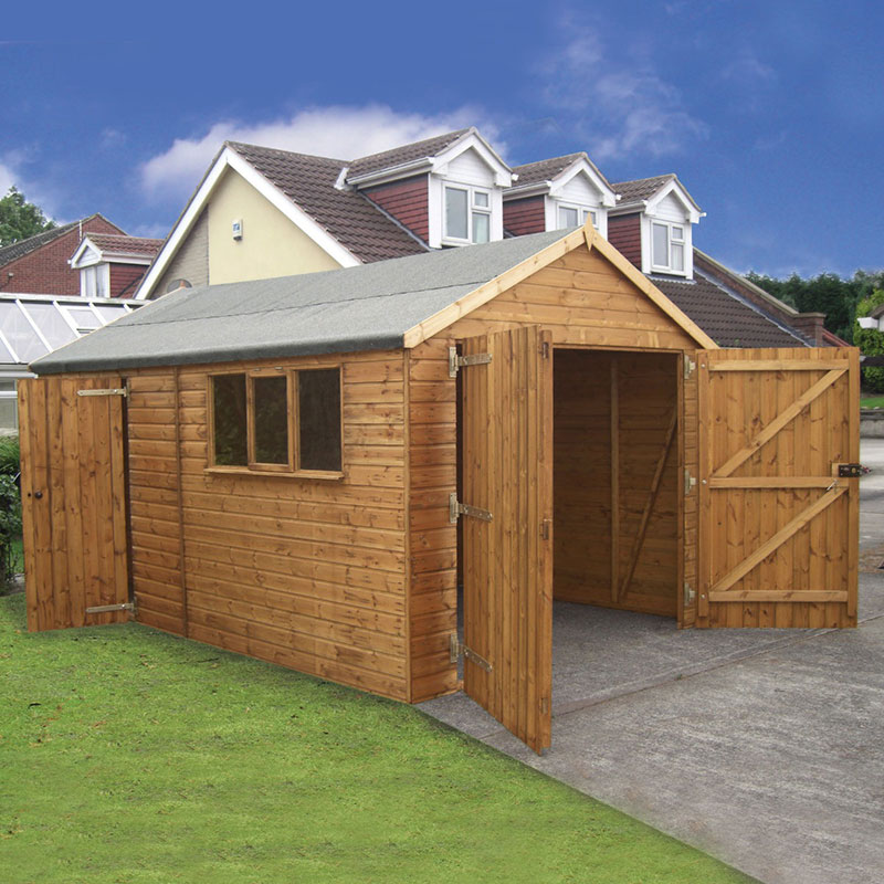 Product photograph of 14 X 10 Traditional Deluxe Shiplap Wooden Garage Workshop Shed 4 28m X 3 05m from Buy Sheds Direct