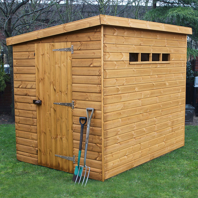 Product photograph of 7 X 5 Traditional Shiplap Pent Security Wooden Garden Shed 2 14m X 1 52m from Buy Sheds Direct