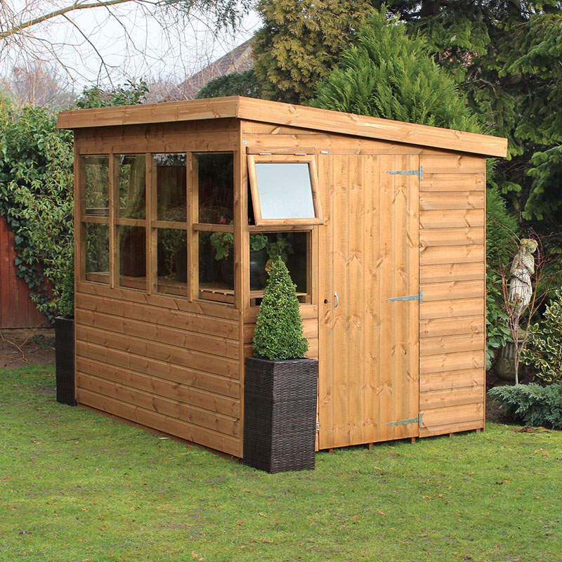 Product photograph of 8 X 6 Traditional Shiplap Sun Pent 6 Gable Wooden Garden Shed 2 43m X 1 83m from Buy Sheds Direct
