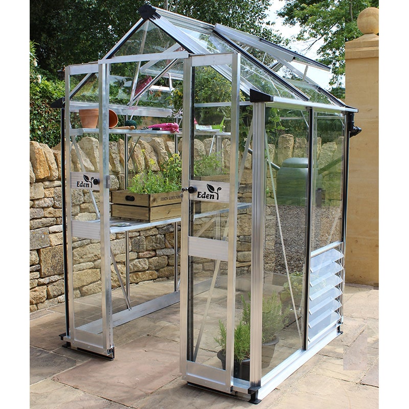Product photograph of 4 X 4 Halls Cotswold Birdlip Small Greenhouse With Toughened Glass 1 47m X 1 32m from Buy Sheds Direct