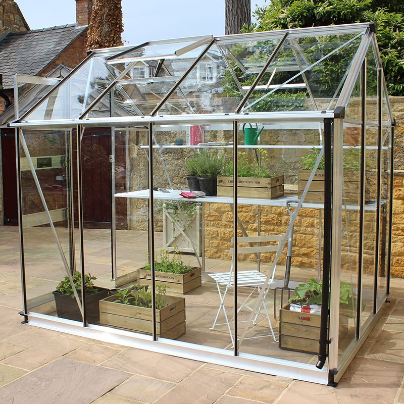 Product photograph of 6 X 6 Halls Cotswold Burford Small Greenhouse With Toughened Glass 1 94m X 1 94m from Buy Sheds Direct