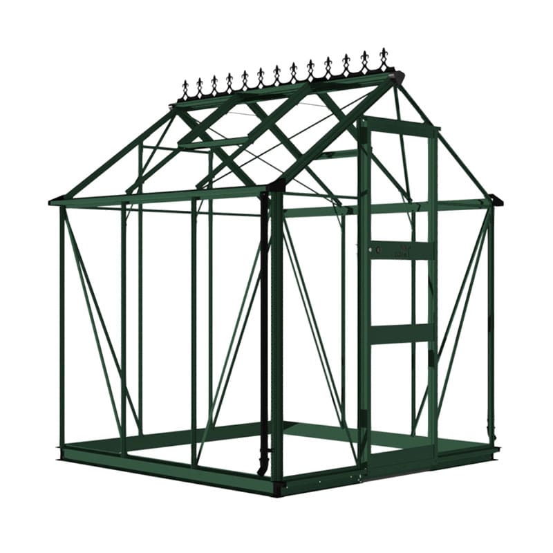 Product photograph of 6 X 6 Halls Cotswold Burford Small Greenhouse In Green With Toughened Glass 1 94m X 1 94m from Buy Sheds Direct