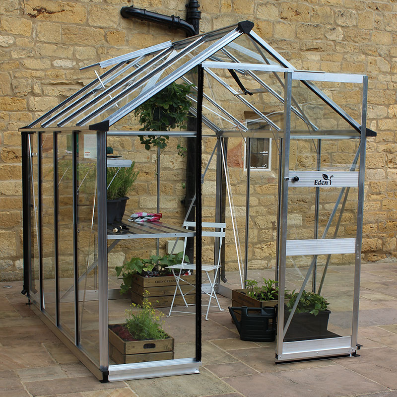 Product photograph of 6 X 8 Halls Cotswold Burford Small Greenhouse With Toughened Glass 1 94m X 2 56m from Buy Sheds Direct
