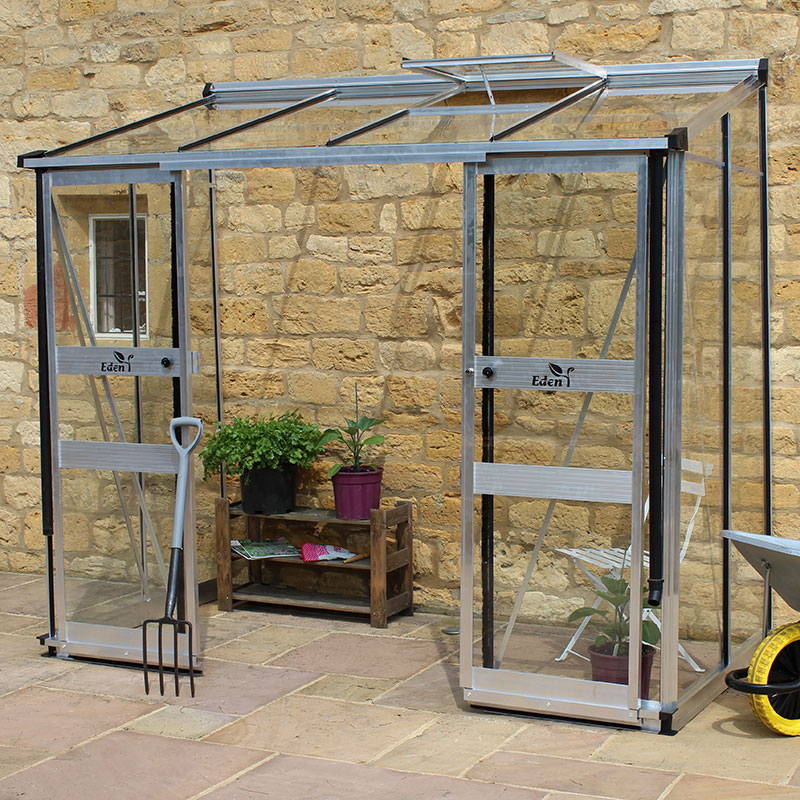Product photograph of 8 X 4 Halls Cotswold Broadway 84 Silver Lean-to Greenhouse 2 56m X 1 32m from Buy Sheds Direct