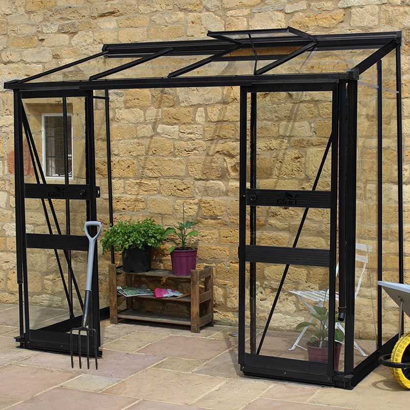 Product photograph of 8 X 4 Halls Cotswold Broadway 84 Black Lean-to Greenhouse 2 56m X 1 32m from Buy Sheds Direct