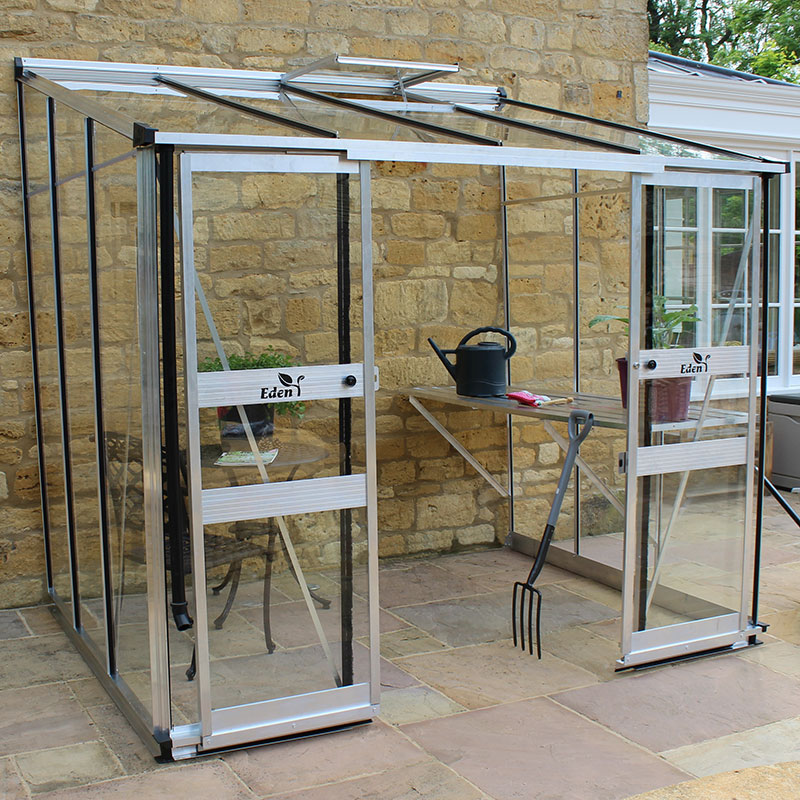 Product photograph of 8 X 6 Halls Cotswold Broadway 86 Silver Lean-to Greenhouse 2 56m X 1 93m from Buy Sheds Direct