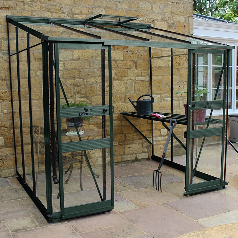 Product photograph of 8 X 6 Halls Cotswold Broadway 86 Green Lean-to Greenhouse 2 56m X 1 93m from Buy Sheds Direct