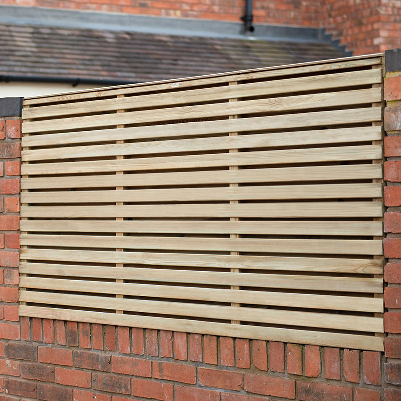 Product photograph of Forest 6 X 3 Pressure Treated Contemporary Double Slatted Fence Panel 1 8m X 0 91m from Buy Sheds Direct
