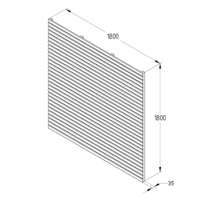 Forest 6' x 6' Pressure Treated Contemporary Slatted Fence Panel (1.8m x 1.8m) Technical Drawing
