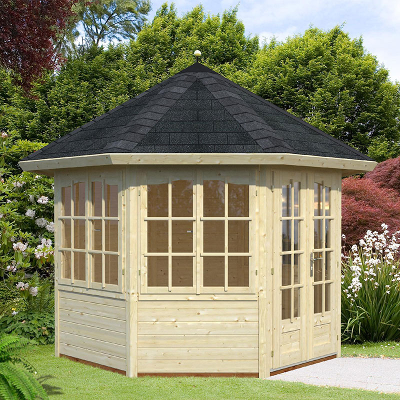 Product photograph of Palmako Veronica 2 9m X 2 9m Log Cabin 28mm - 4 Windows from Buy Sheds Direct