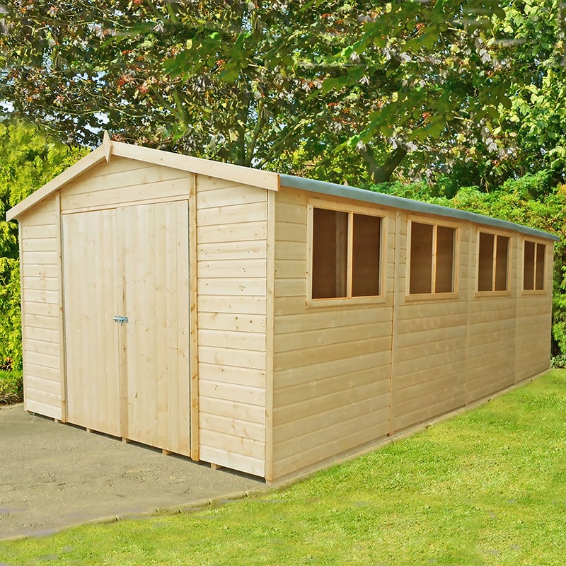 Image of 10â x 20â Shire Workspace Premium Double Door Wooden Garden Shed (3.1m x 6m)