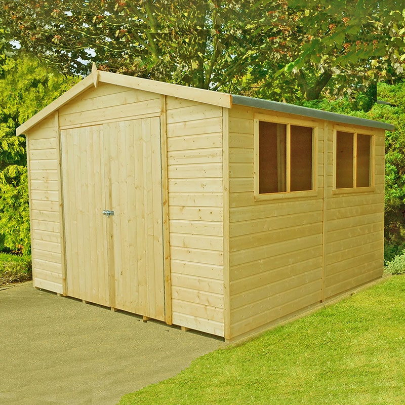 Image of 10â x 10â Shire Workspace Premium Double Door Wooden Garden Shed (3.1m x 3.1m)