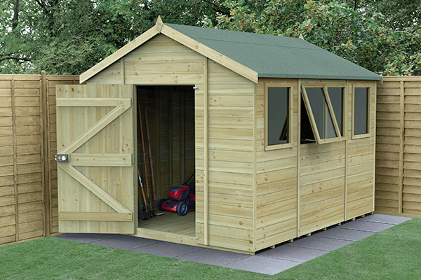 10 x 8 Forest Timberdale 25yr Guarantee Tongue & Groove Pressure Treated Apex Shed with 4 Windows