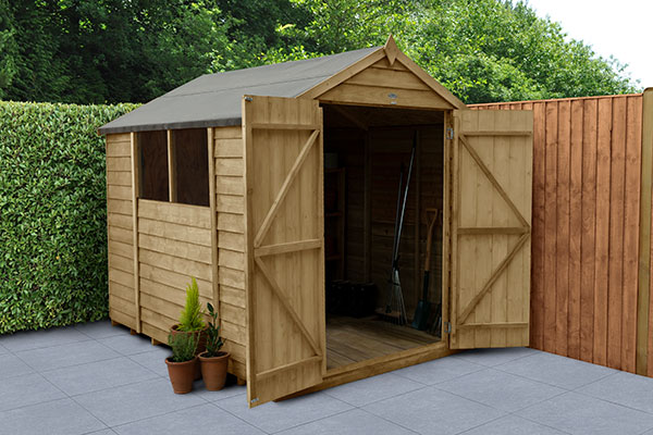 8' x 6' Forest 4Life 25yr Guarantee Overlap Pressure Treated Double Door Apex Wooden Shed