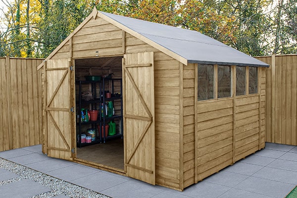 10x10 Forest 4Life Overlap Pressure Treated Double Door Apex Wooden Shed