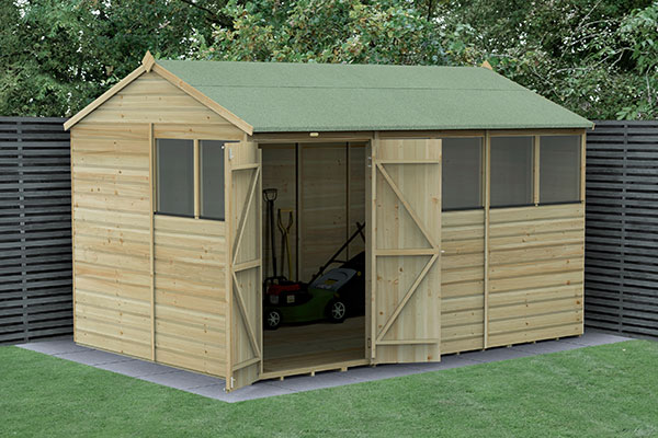 12 x 8 Forest Beckwood Shiplap Pressure Treated Double Door Reverse Apex Wooden Shed