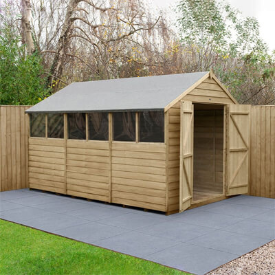12' x 8' Forest 4Life Overlap Pressure Treated Double Door Apex Wooden Shed