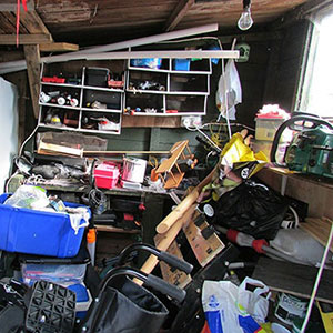 a shed containing lots of clutter