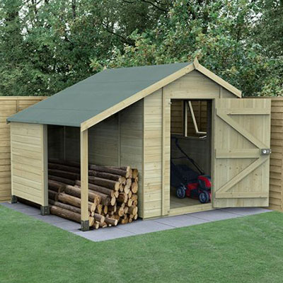 an 8x6 tongue and groove shed with logstore