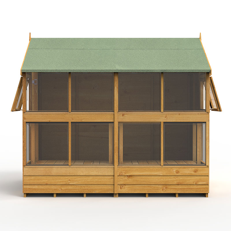 a side shot of the 8x6 Forest Shiplap Potting Shed