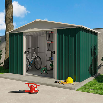 a 10x8 green metal shed