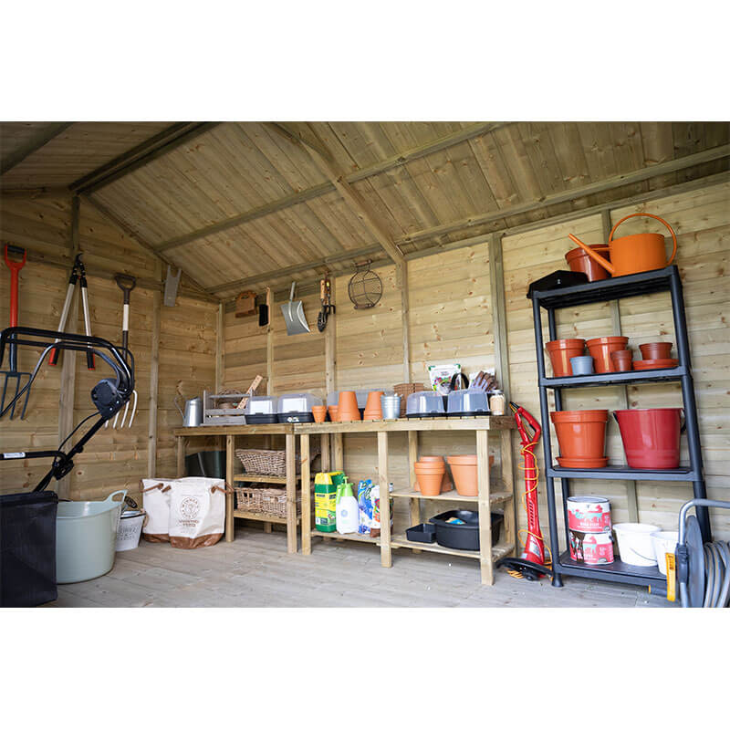 tools and equipment inside a Forest Premium shed
