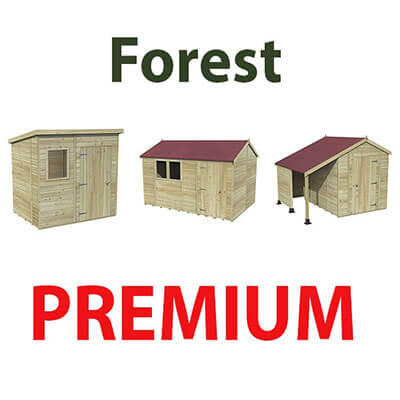 3 models of Forest Premium Sheds