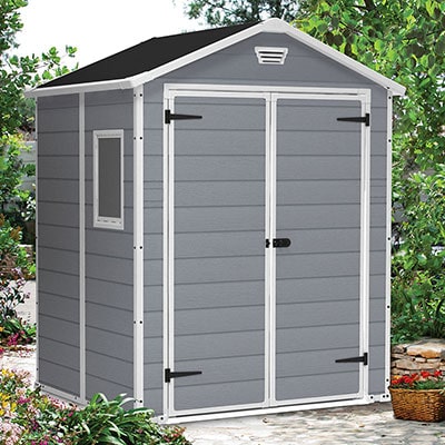 a 6x5 grey double door plastic shed