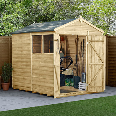 an 8x6 overlap pressure treated wooden shed