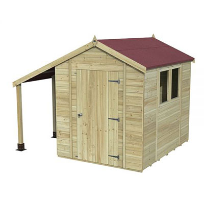 8x6 Forest Premium Tongue & Groove Pressure Treated Apex Shed with Logstore