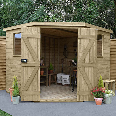 8' x 8' Forest Premium Tongue And Groove Pressure Treated Wooden Corner Shed