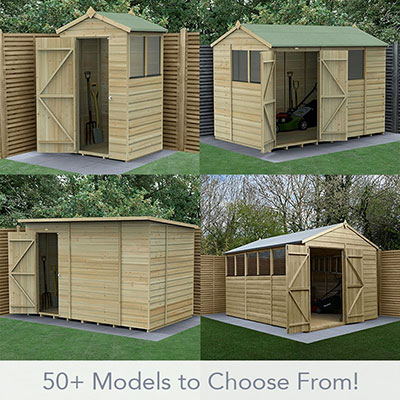 a variety of Forest Beckwood shiplap sheds