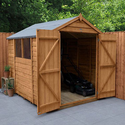 8x6 Forest Overlap Dip Treated Double Door Apex Wooden Shed