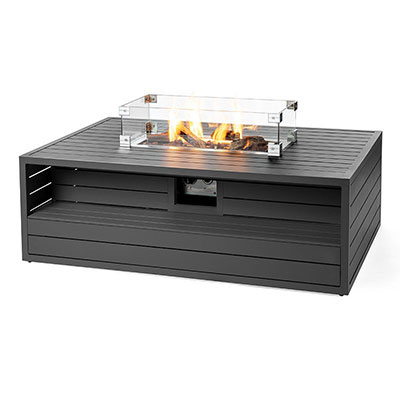 Happy Cocoon Grey Aluminium Rectangular Table Gas Patio Heater