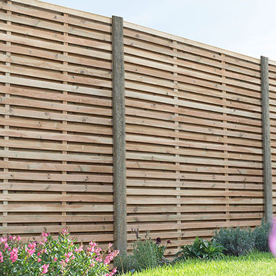 Forest 6x6 Pressure Treated Contemporary Double Slatted Fence Panel