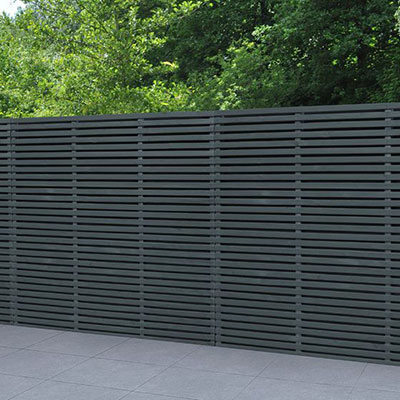 grey double slatted fence panels