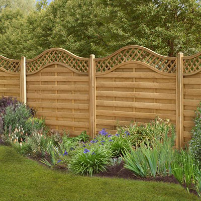 a 6x6 decorative fence panel with a trellis top section