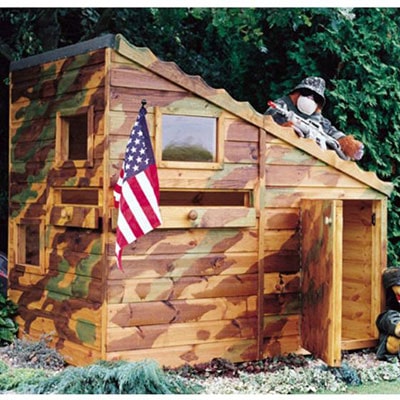 a children's playhouse with a military theme