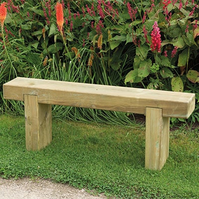 minimalist wooden sleeper bench from Forest Garden
