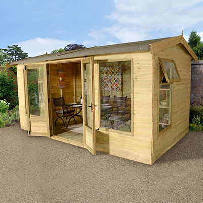 a wooden summer house garden room