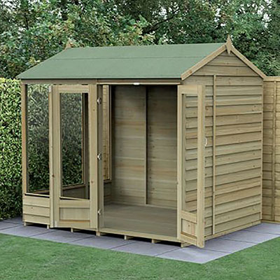 an 8x6 summerhouse with reverse apex roof