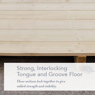 an image with written content showing a summerhouse's tongue and groove floor
